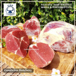 Beef KNUCKLE frozen daging paha rendang Australia PORTIONED STEAK CUTS 4cm 1.5" (price/pc 1kg)